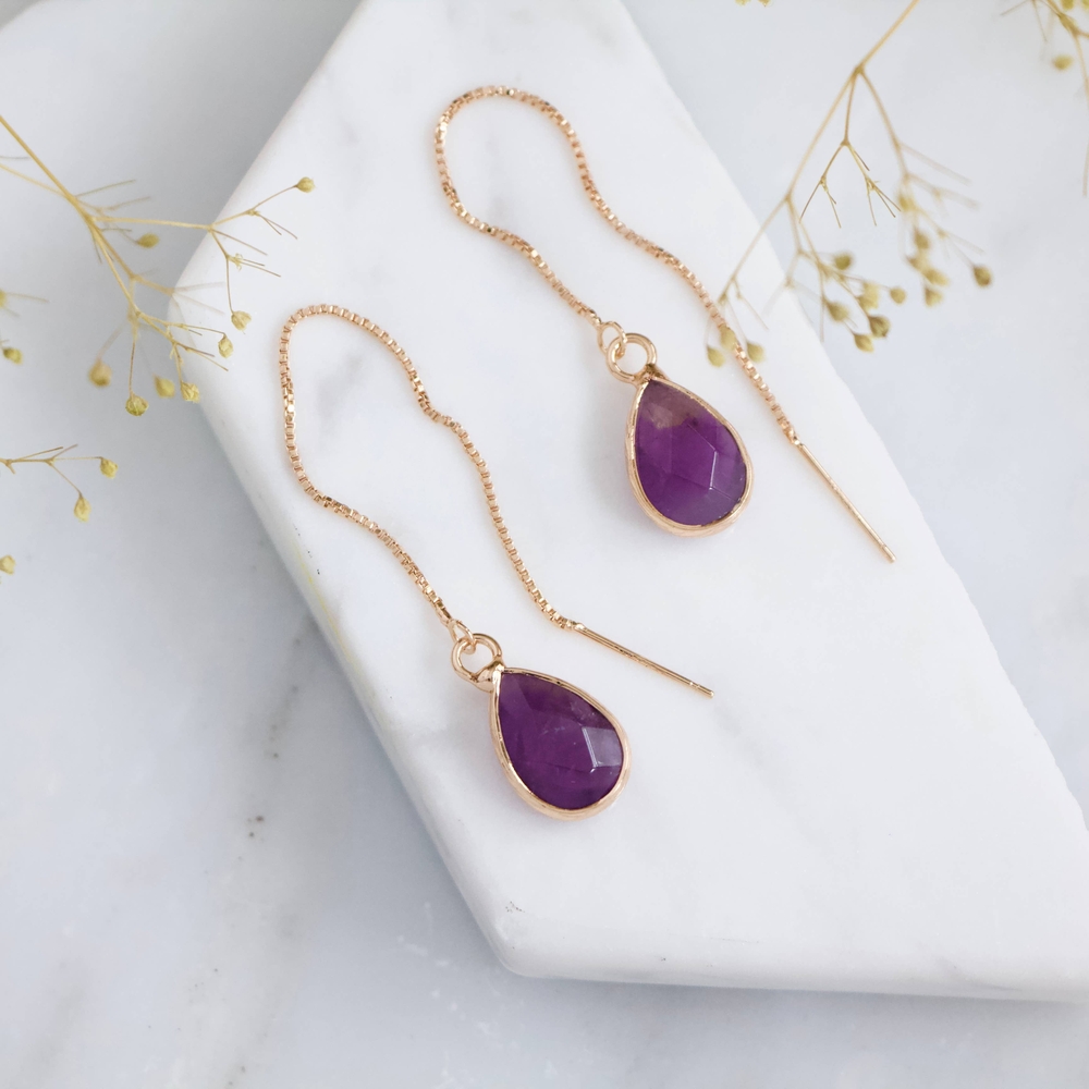 Elegant Purple Teardrop Earrings